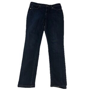 Anne Klein Women's Mid Rise Skinny Ankle Leo Jeans Dark Wash Blue Denim Size 6‎